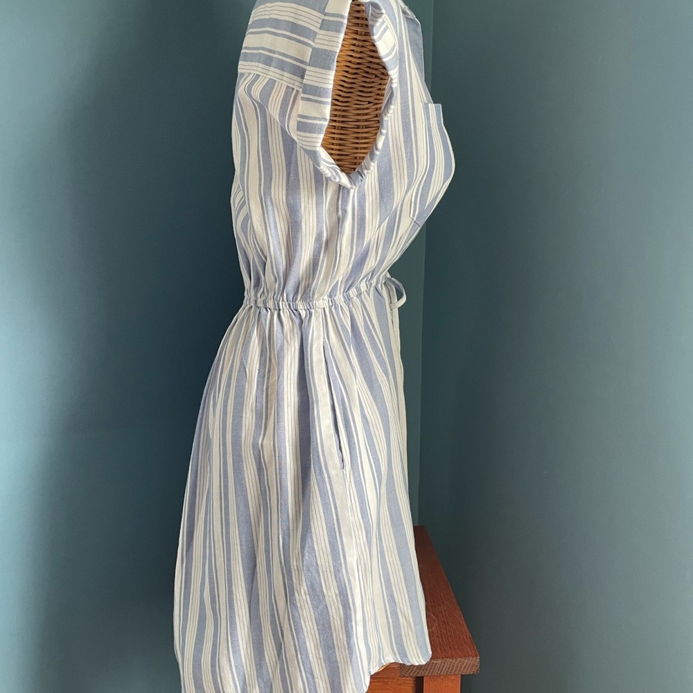Japna Blue White Stripe Summer Dress 100% Cotton - Picture 3 of 9
